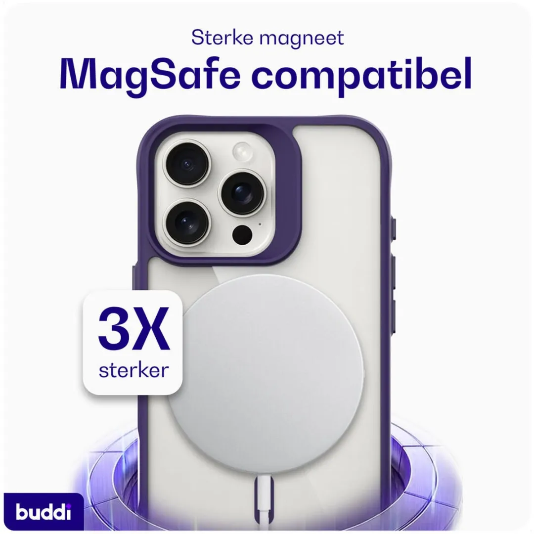 Buddi Hybrid Hoesje iPhone 16 Pro Max - MagSafe - Transparant Paars
