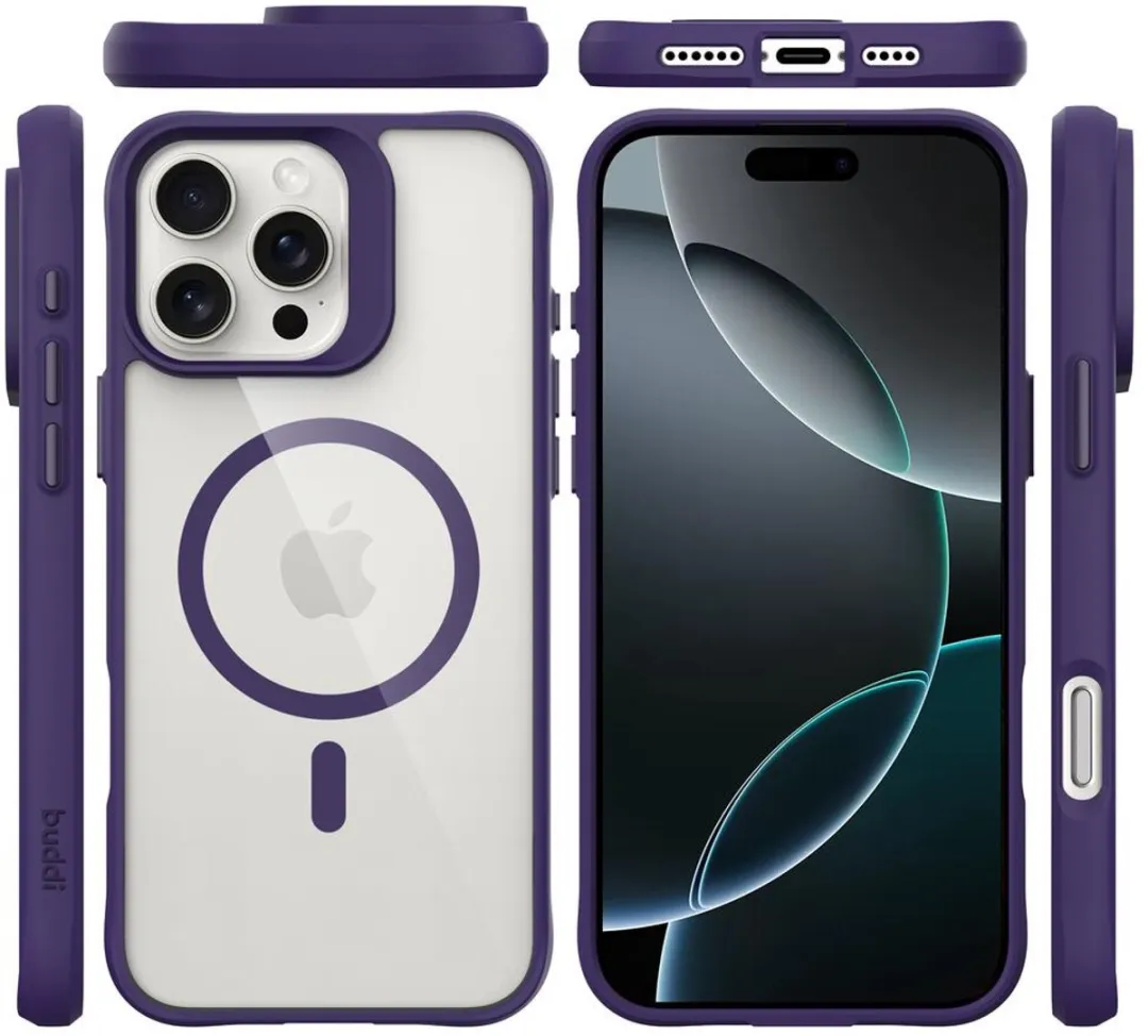 Buddi Hybrid Hoesje iPhone 16 Pro Max - MagSafe - Transparant Paars