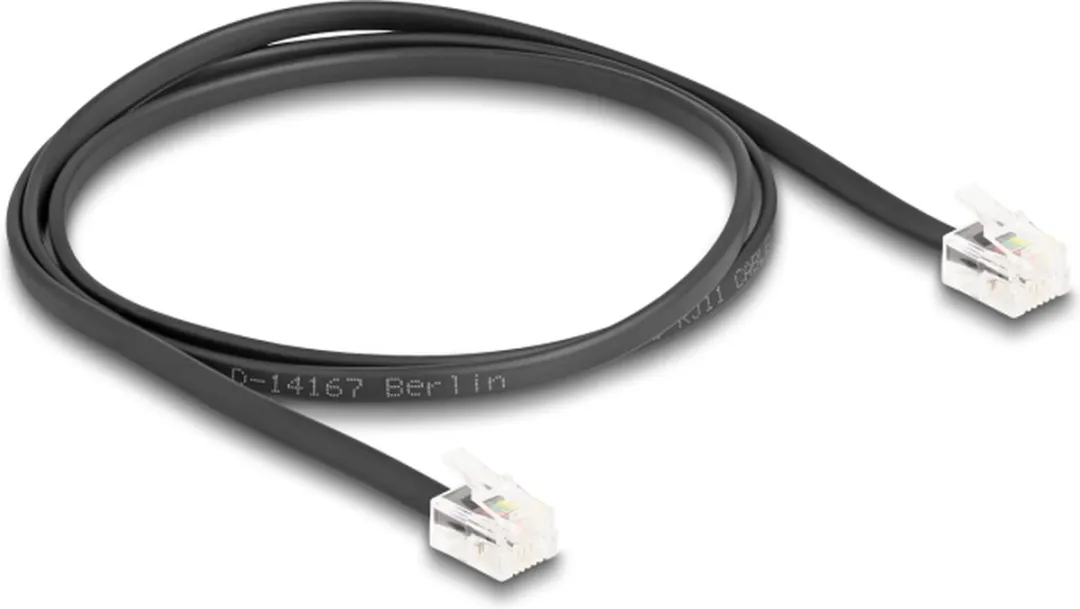 Delock Telefoonkabel RJ11-RJ11 1m - Zwart