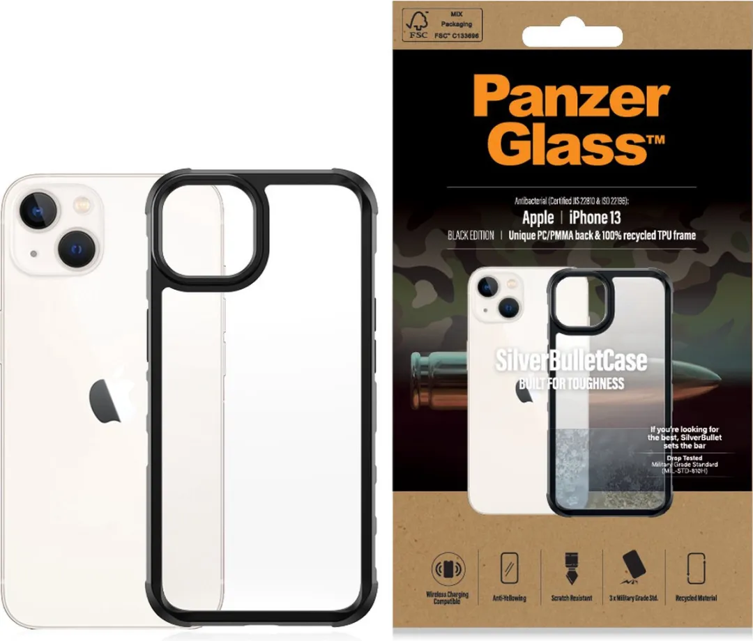 PanzerGlass SilverBullet ClearCase iPhone 13 - Zwart - afbeelding 4 van 6