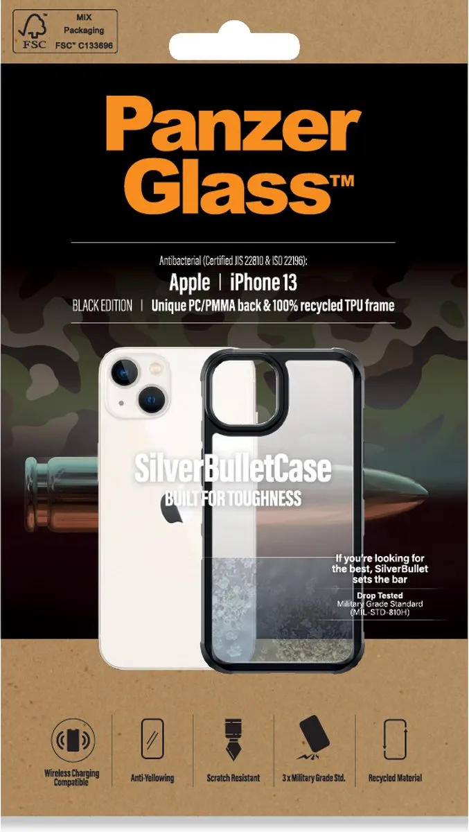 PanzerGlass SilverBullet ClearCase iPhone 13 - Zwart - afbeelding 5 van 6