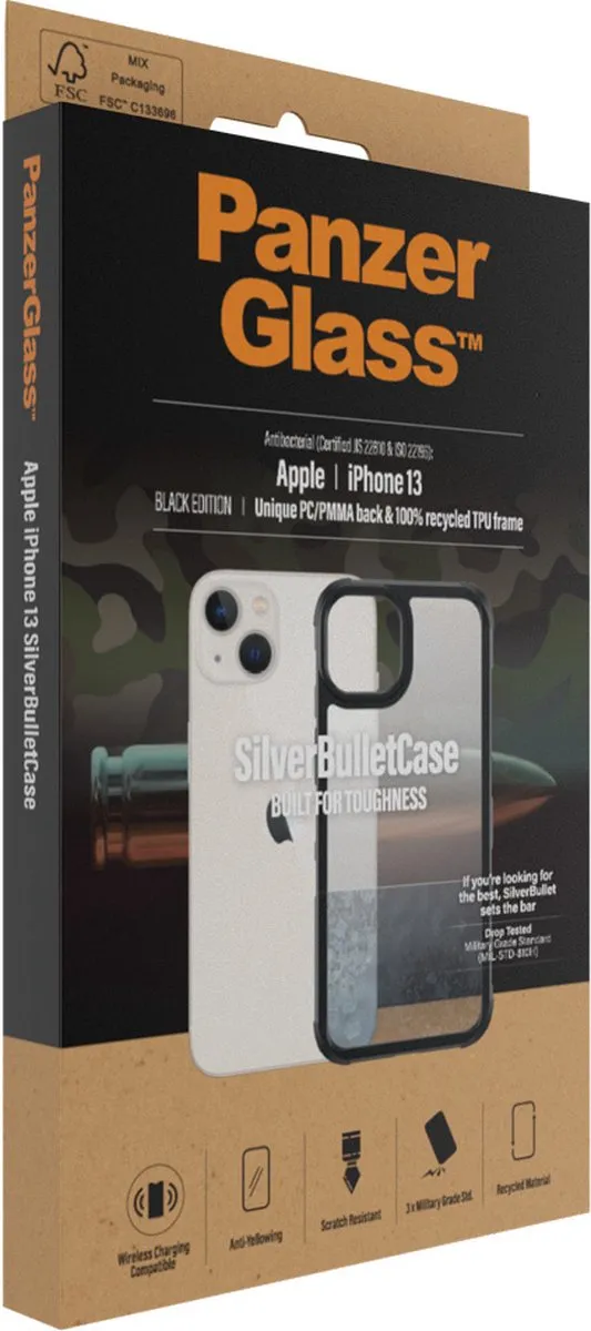 PanzerGlass SilverBullet ClearCase iPhone 13 - Zwart - afbeelding 3 van 6