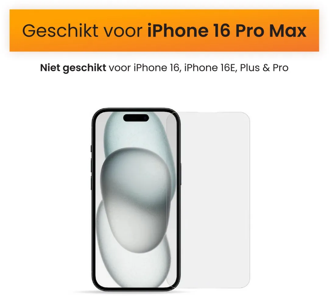 R2B Screenprotector iPhone 16 Pro Max - 2 Stuks