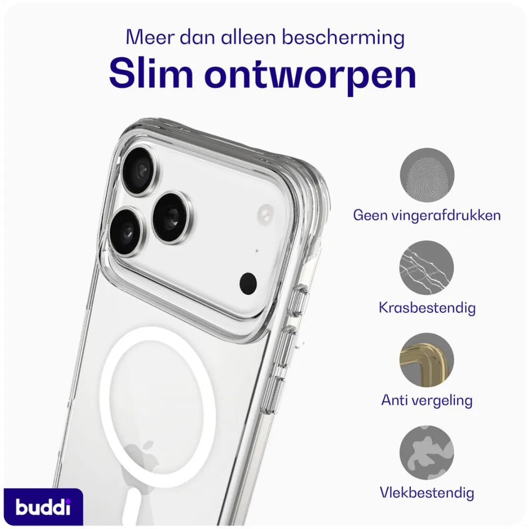 Buddi Core Hoesje iPhone 17 Pro - MagSafe - Transparant