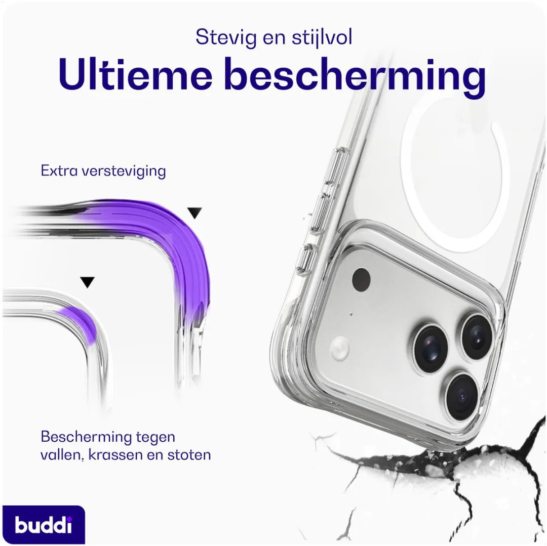 Buddi Core iPhone 17 Pro Hoesje - MagSafe - Transparant
