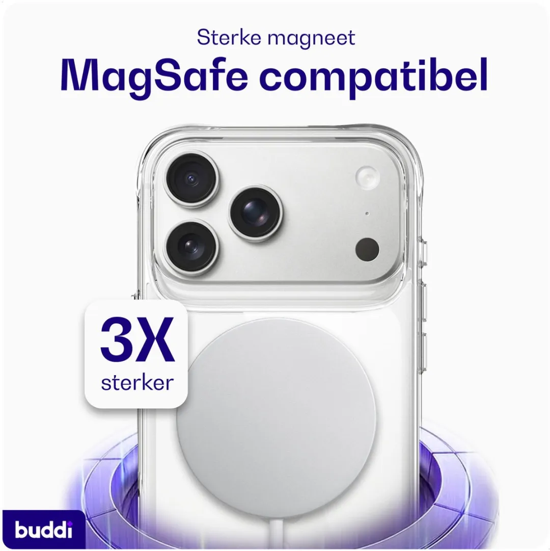 Buddi Core iPhone 17 Pro Hoesje - MagSafe - Transparant
