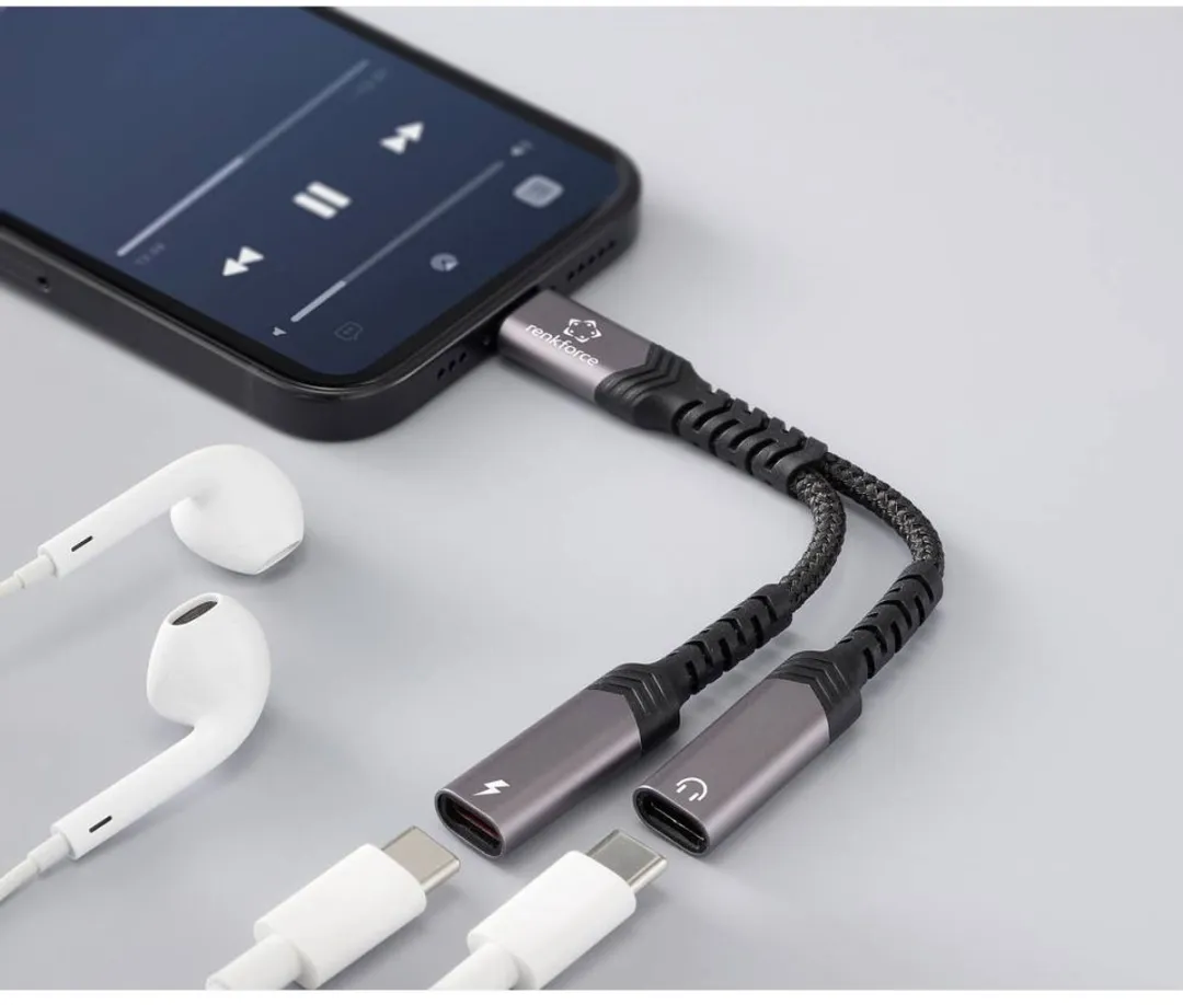 Renkforce RF-6877610 USB-C Audio Adapterkabel - Zwart-grijs