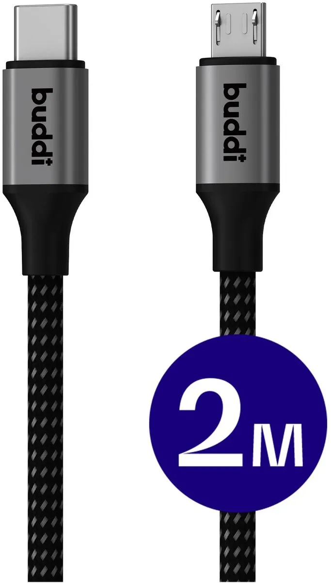 Buddi Flex USB-C naar Micro-USB Kabel 2M