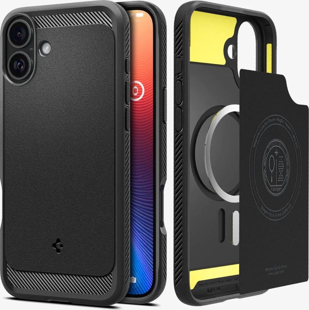 Spigen Rugged Armor ACS08087 iPhone 16 Plus Hoes - Zwart