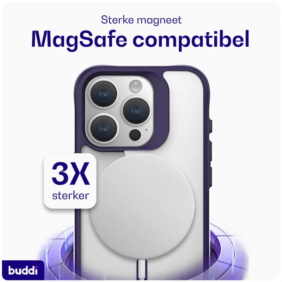 Buddi Hybrid Hoesje iPhone 15 Pro - MagSafe - Transparant Paars