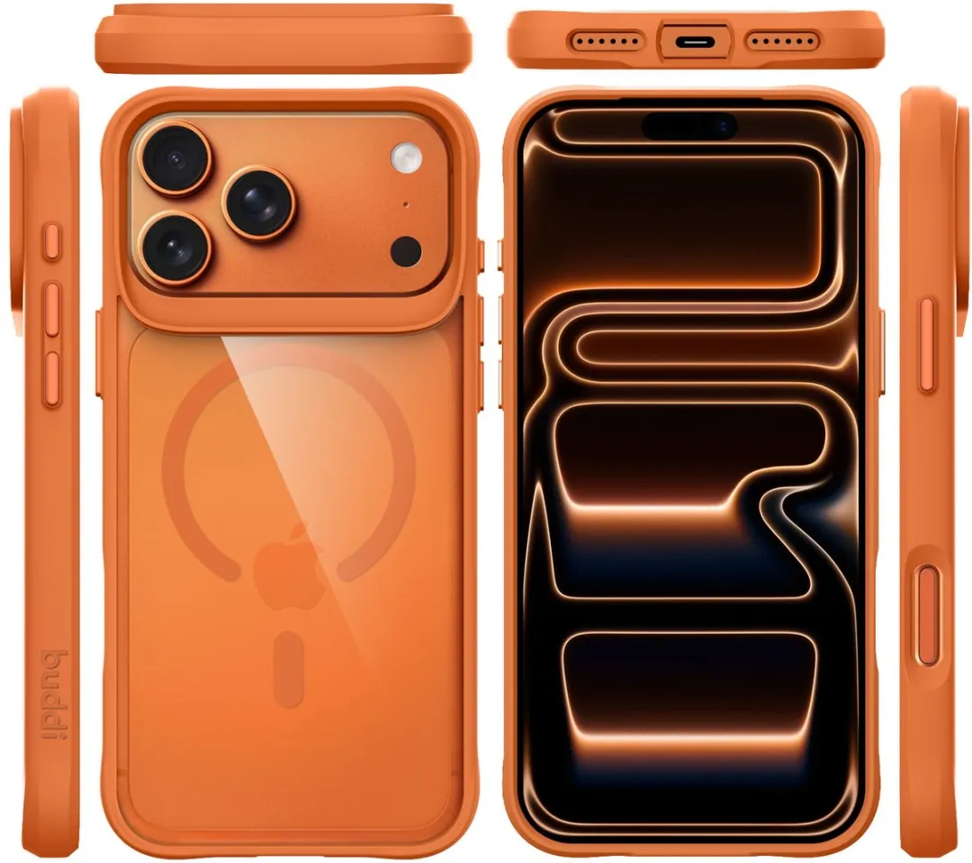 Buddi Hybrid Hoesje iPhone 17 Pro - Transparant Oranje