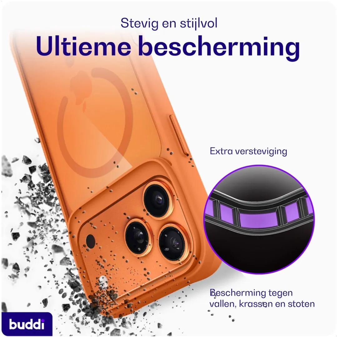 Buddi Hybrid Hoesje iPhone 17 Pro - Transparant Oranje