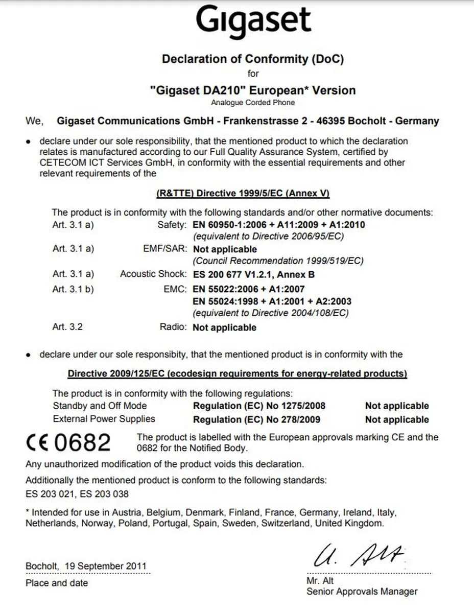 Gigaset DA210 Vaste Telefoon - Zwart