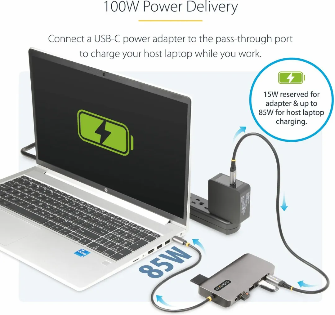 Startech 154B-USBC-MULTIPORT USB-C Triple Monitor Adapter - Grijs