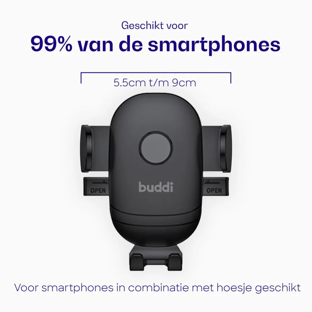 Buddi Way Universele Telefoonhouder Auto - 360° Draaibaar - Zwart