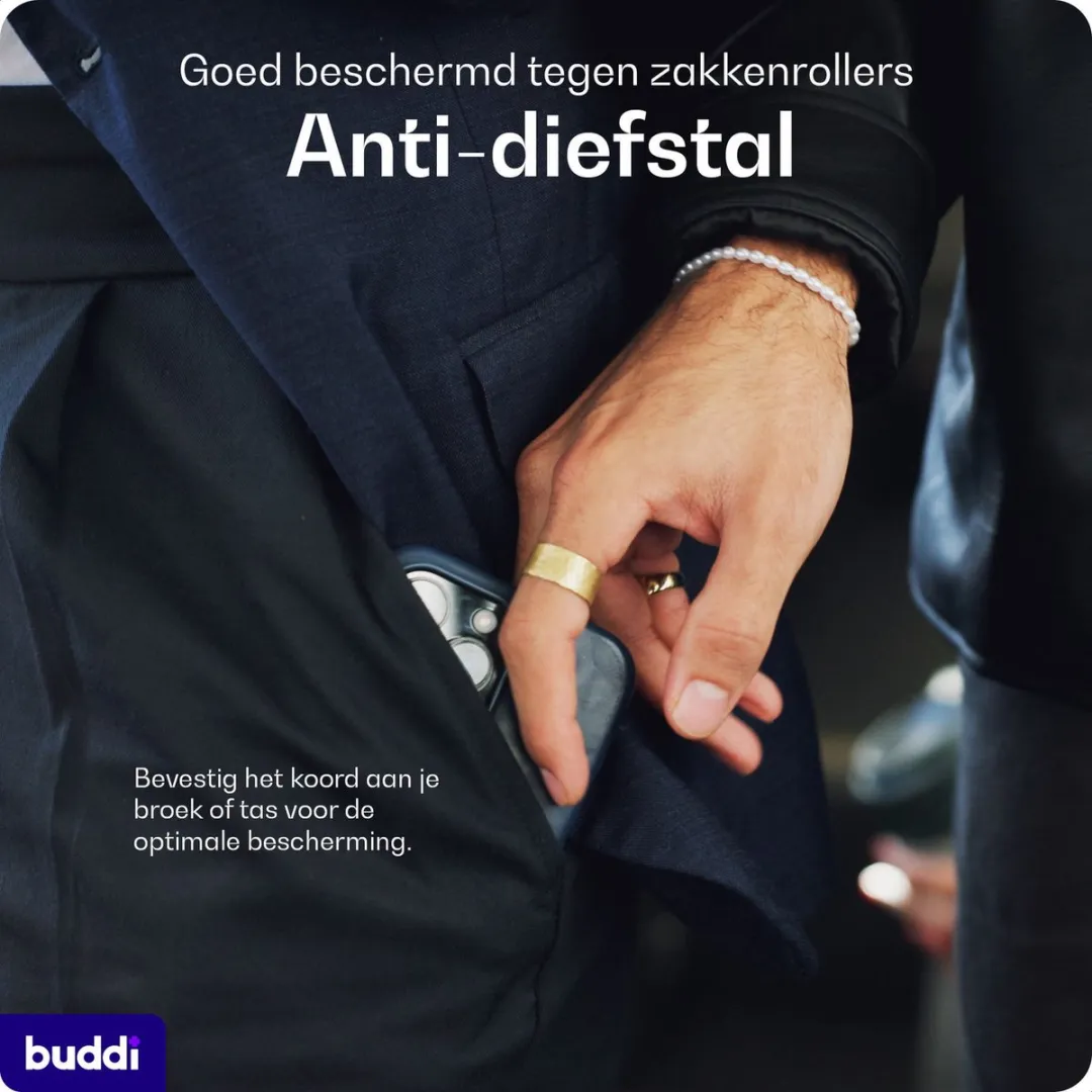 Buddi Secure Telefoonkoord Wintersport - Zwart - 2 Stuks