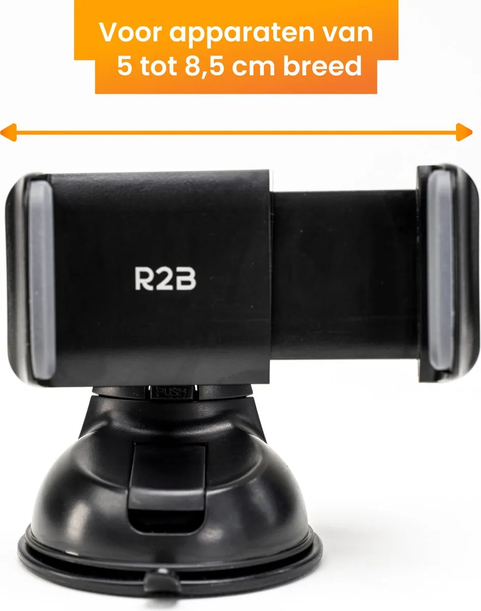 R2B Telefoonhouder Auto Zuignap Hoorn - 7 Inch - Zwart