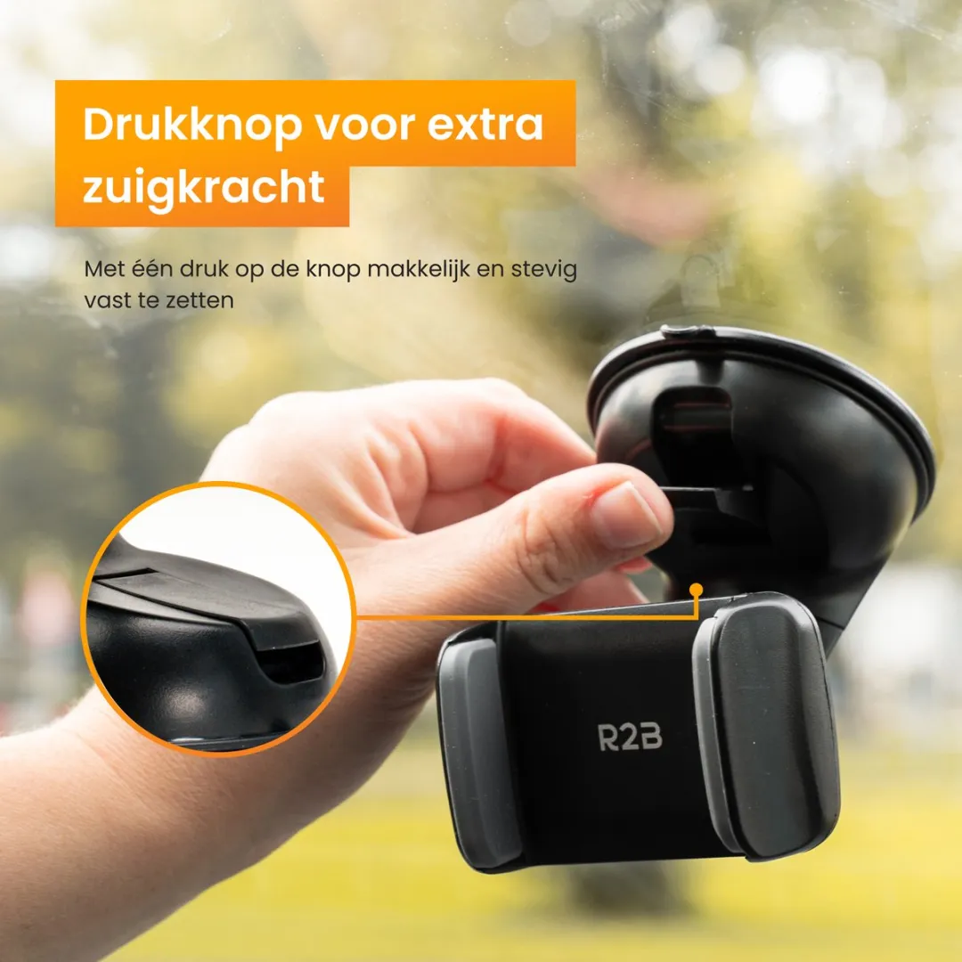 R2B Telefoonhouder Auto Zuignap Hoorn - 7 Inch - Zwart