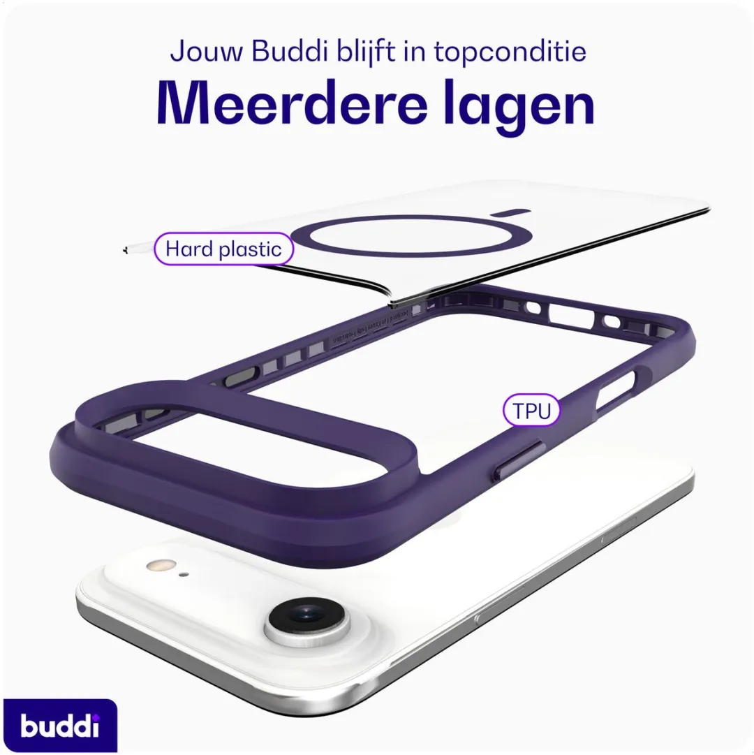 Buddi Hybrid Hoesje iPhone Air - MagSafe - Transparant Paars