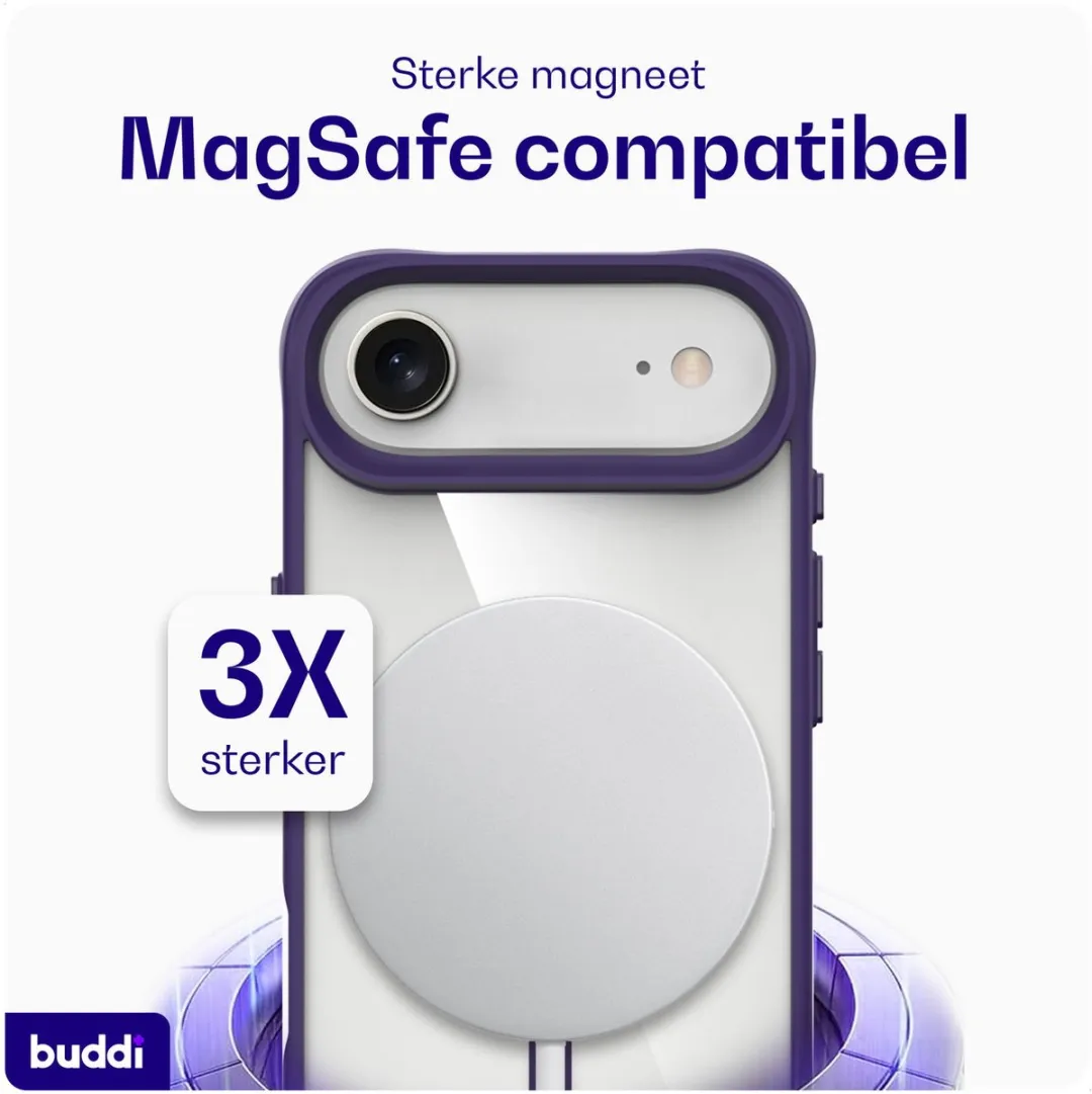 Buddi Hybrid Hoesje iPhone Air - MagSafe - Transparant Paars