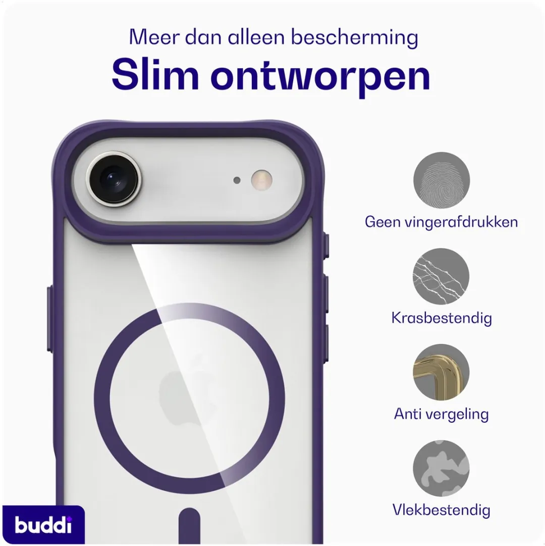 Buddi Hybrid Hoesje iPhone Air - MagSafe - Transparant Paars