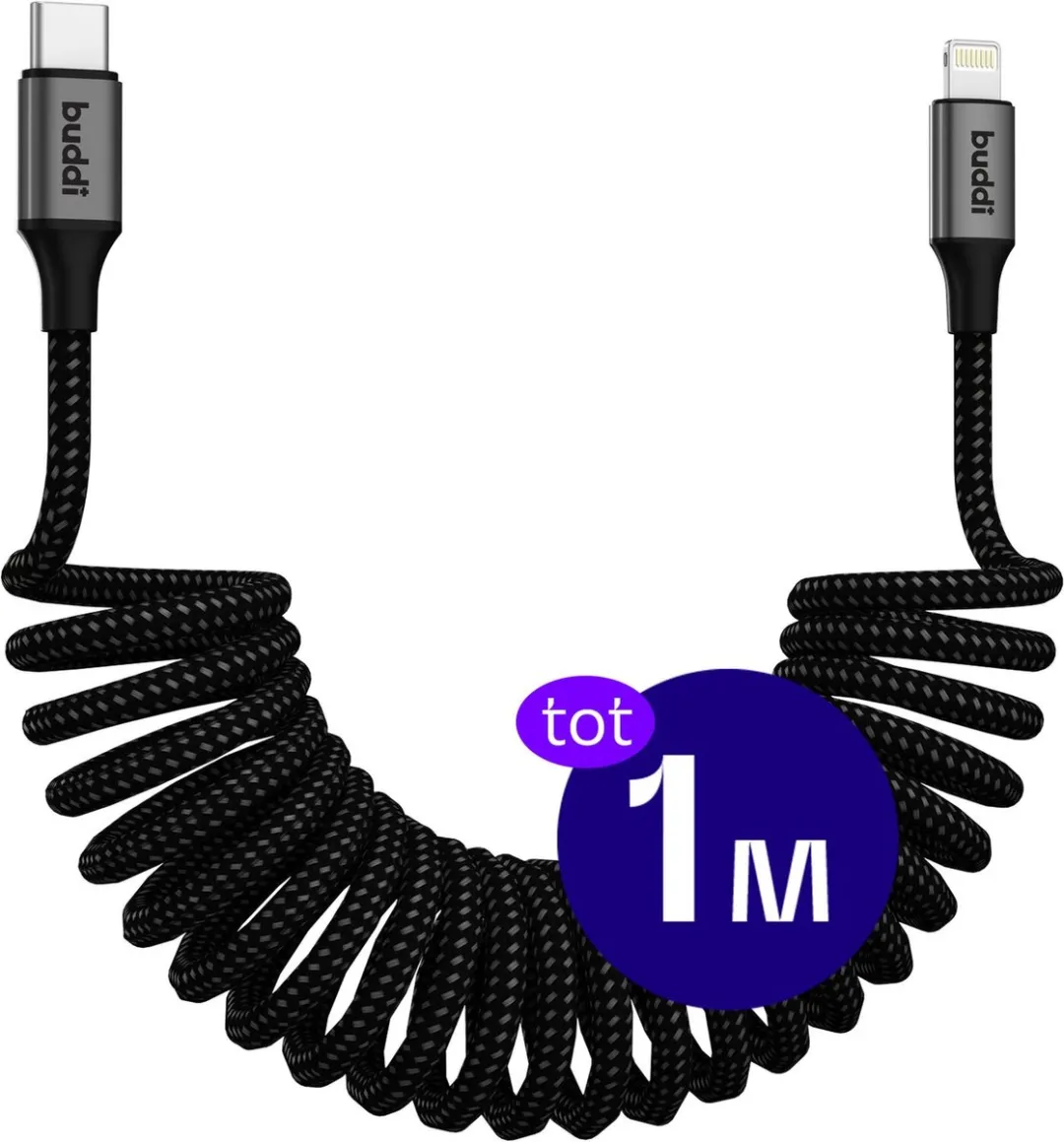 Buddi Flex USB-C naar Lightning Krul Kabel 12W