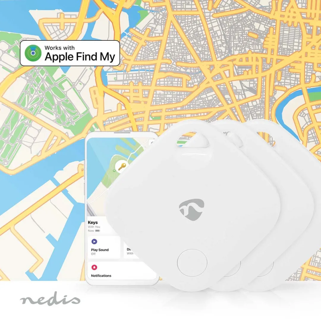 Nedis Keyfinder AirTag-compatibel BTTAG10WT3 - 3 Stuks