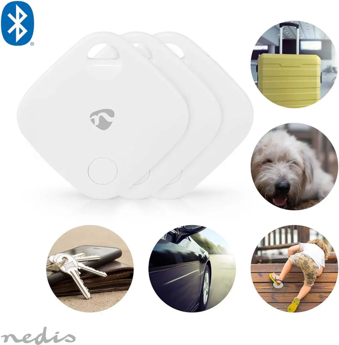 Nedis Keyfinder AirTag-compatibel BTTAG10WT3 - 3 Stuks