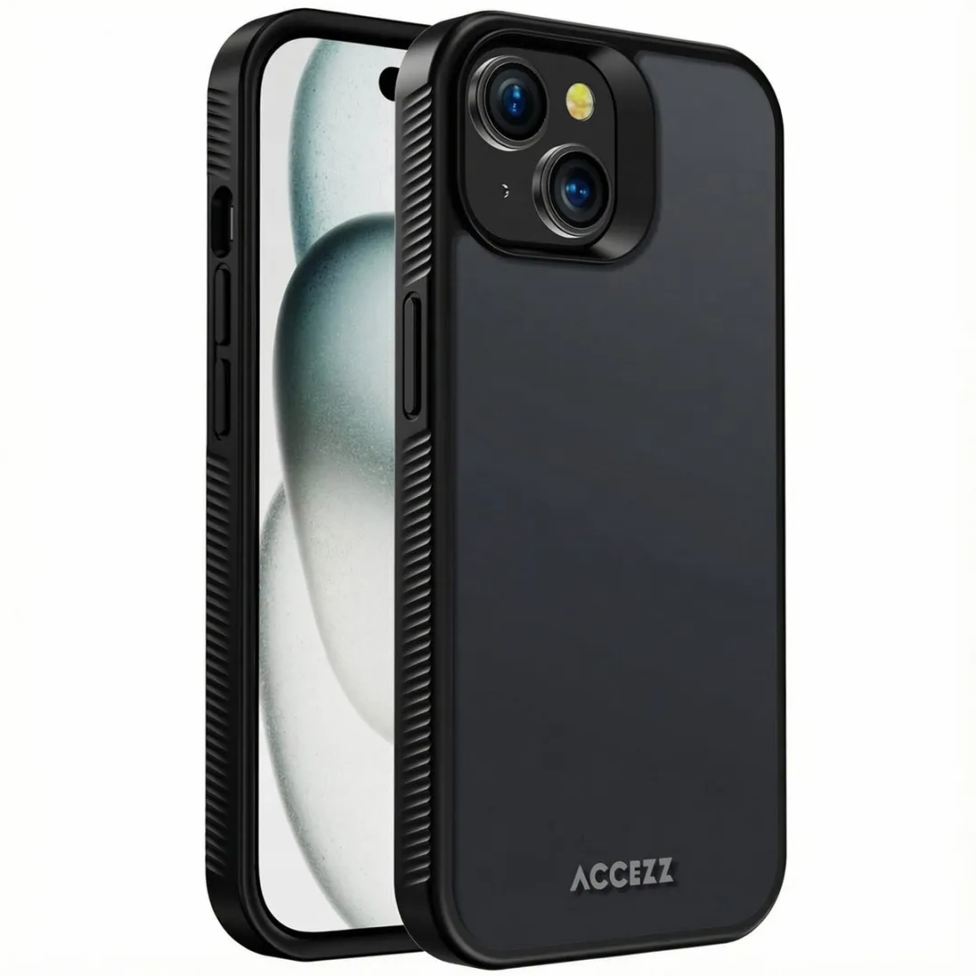Accezz Hoesje iPhone 15 Frosted Backcover Zwart