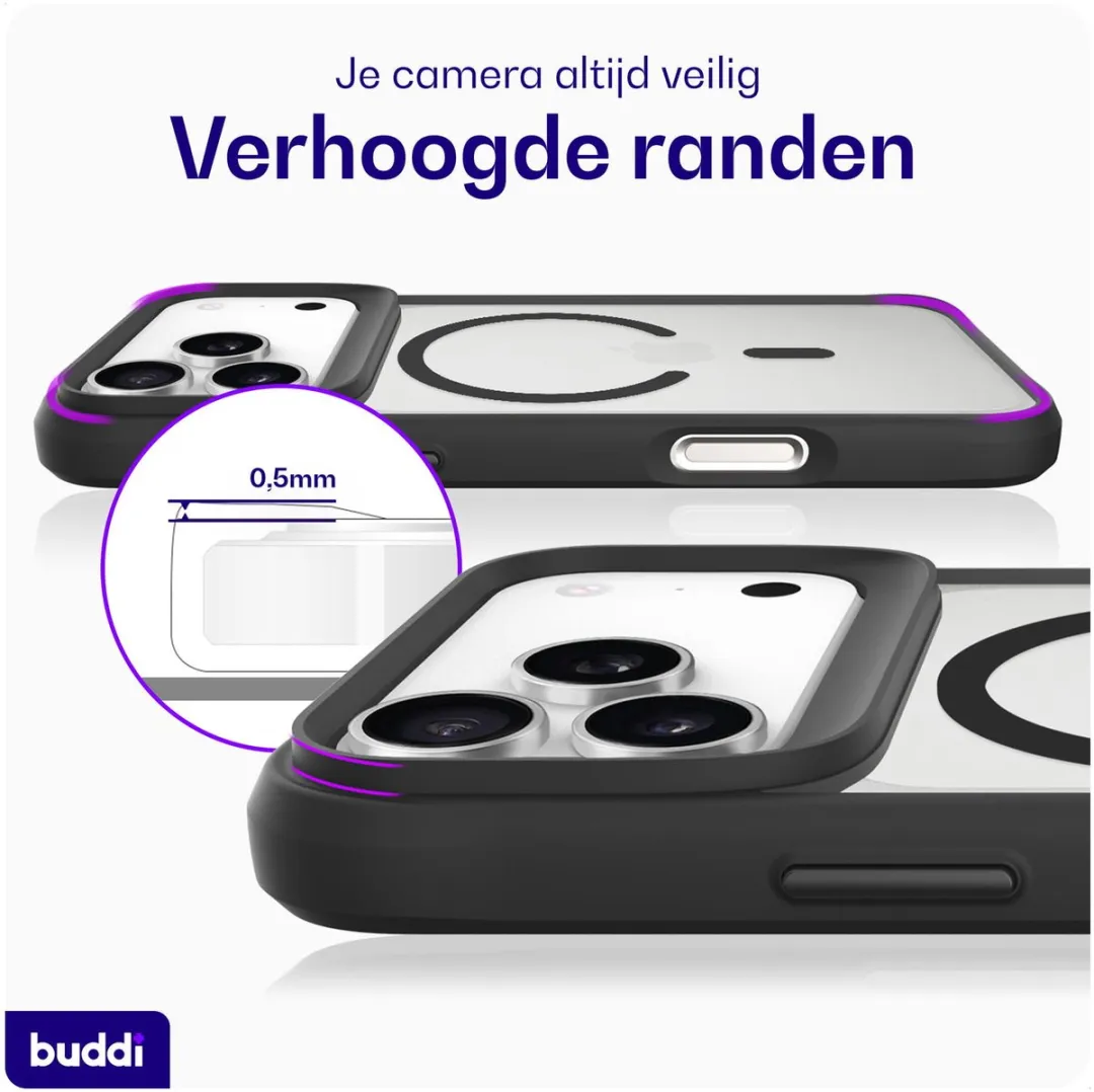 Buddi Hybrid Hoesje iPhone 17 Pro Max - MagSafe - Matte Zwart