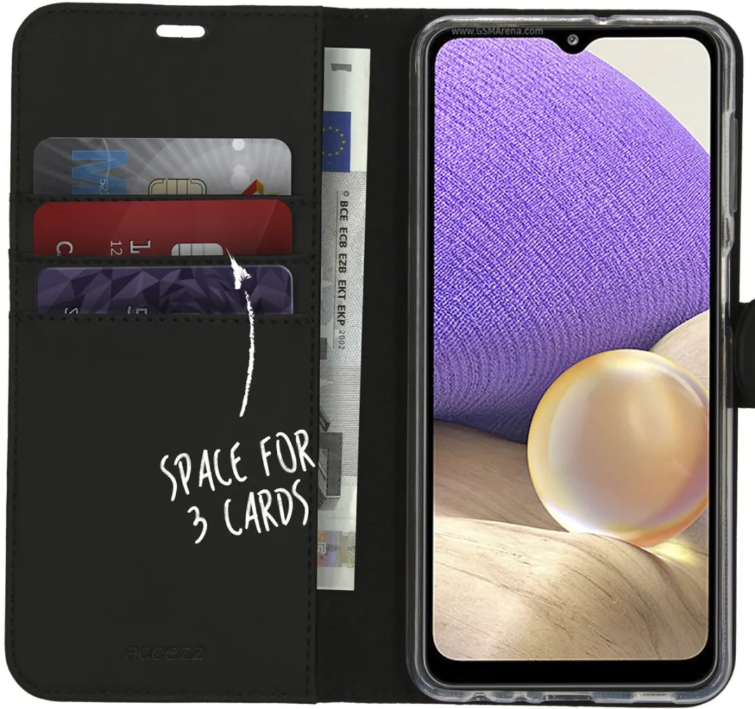 Accezz Hoesje Samsung Galaxy A32 5G - Wallet Softcase - 3 Pasjes - Zwart