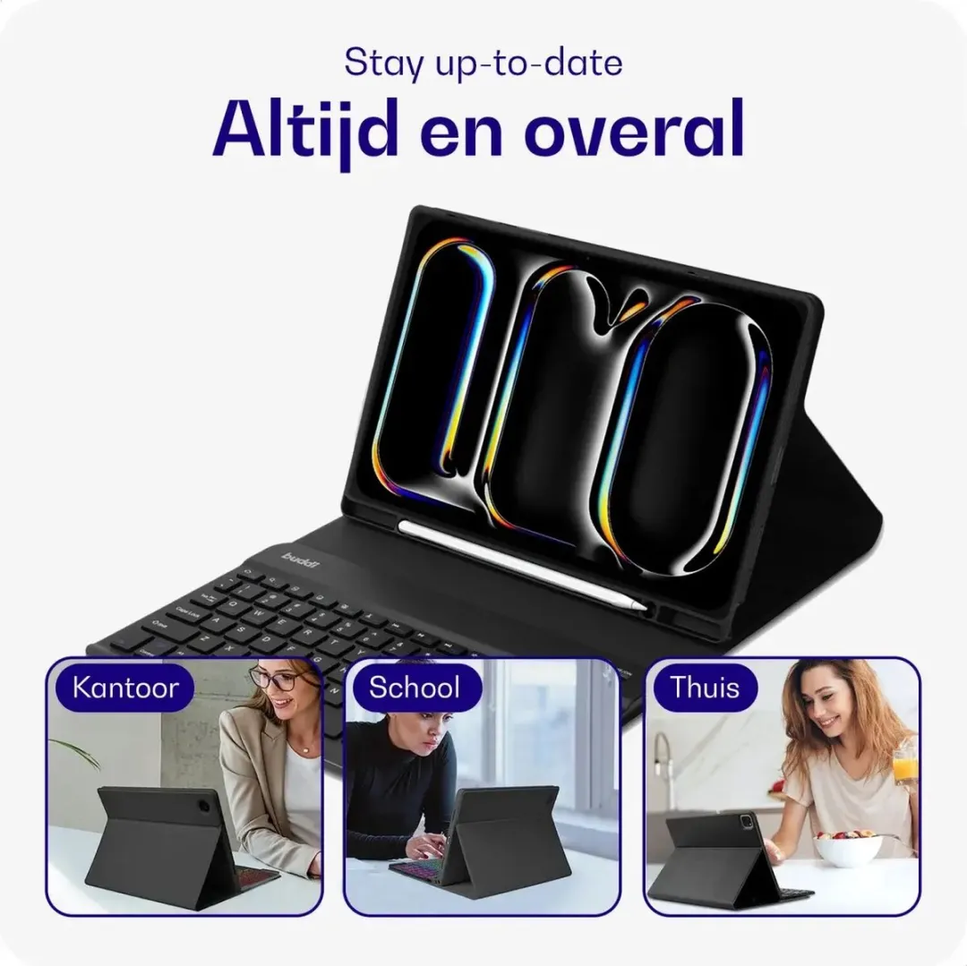 Buddi Zuna Hoes met QWERTY Toetsenbord - Samsung Galaxy Tab S9 FE/S9 - 11" - Zwart