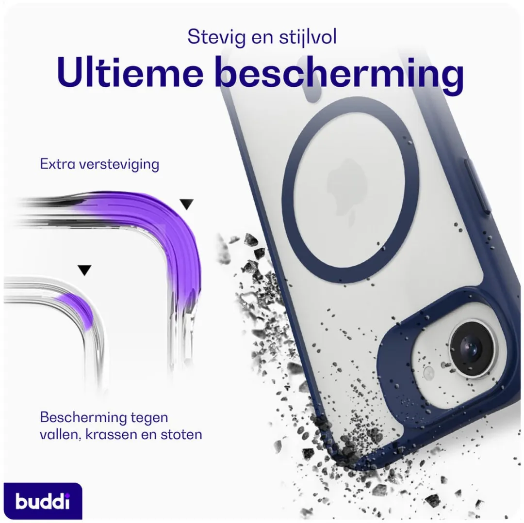 Buddi Hybrid Hoesje iPhone 16/17 - MagSafe - Matte Blauw