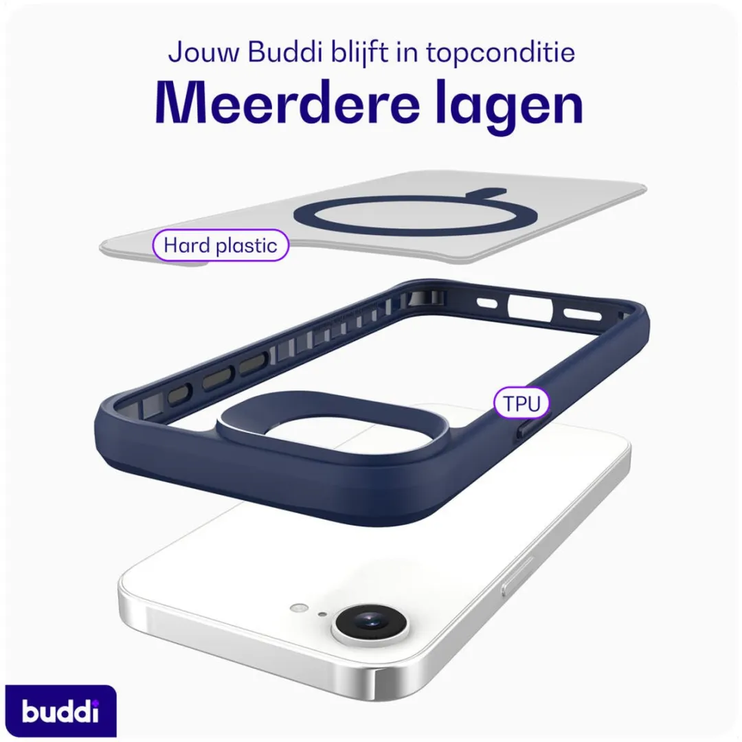 Buddi Hybrid Hoesje iPhone 16/17 - MagSafe - Matte Blauw