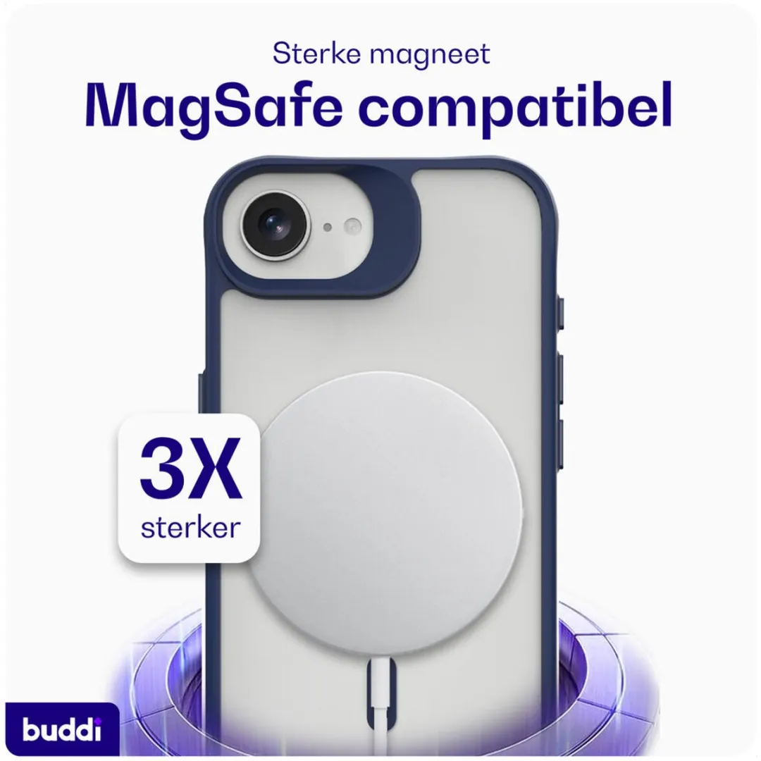 Buddi Hybrid Hoesje iPhone 16/17 - MagSafe - Matte Blauw