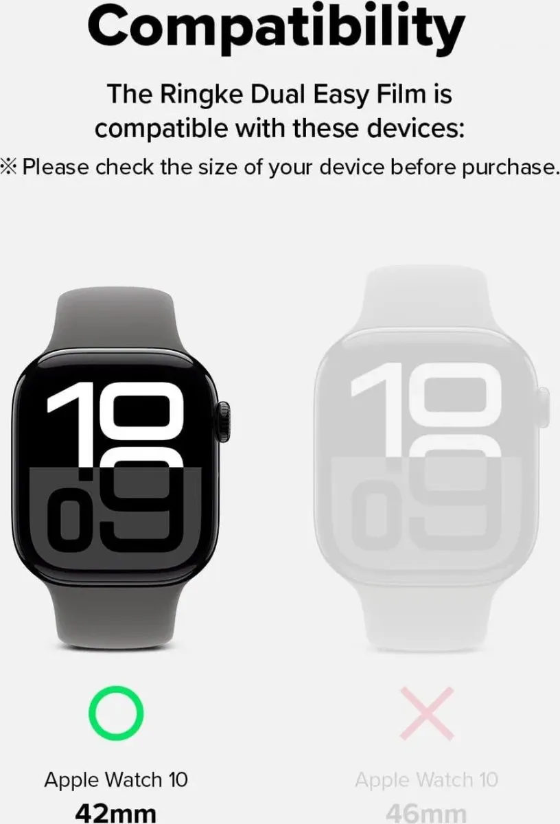 Ringke Dual Easy Apple Watch 10 42mm Folie - 3 Stuks