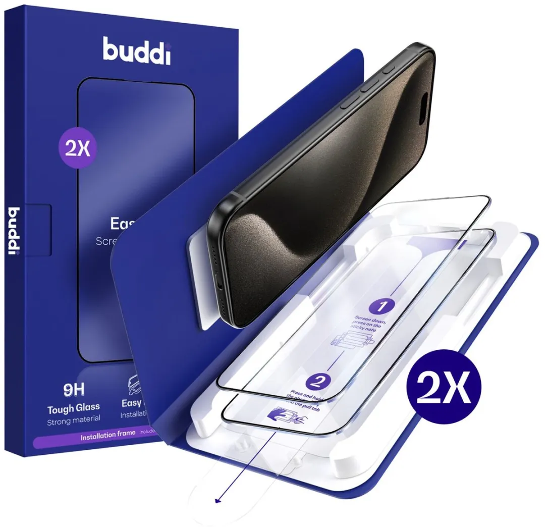 Buddi Screenprotector iPhone 15 Pro 2-Pack