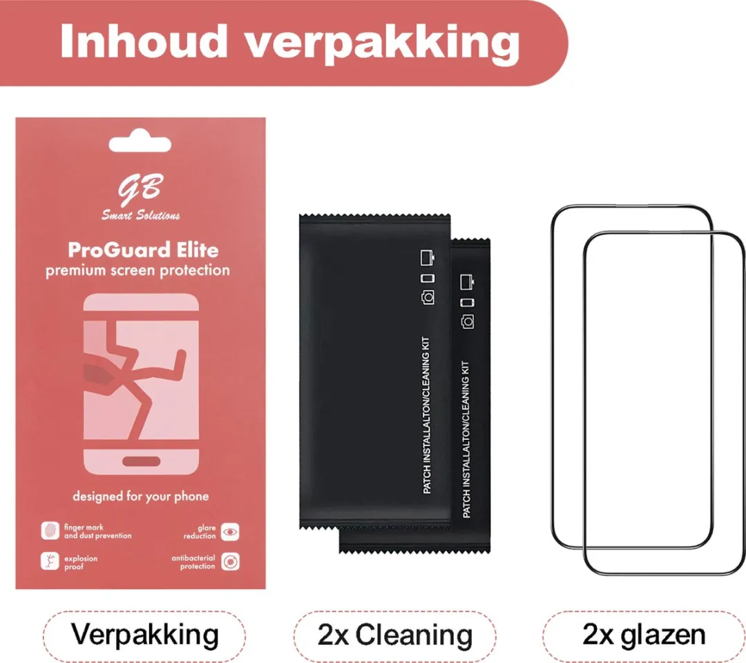 GB ProGuard Elite iPhone 15 Pro Max Schermbeschermer - 2 Stuks
