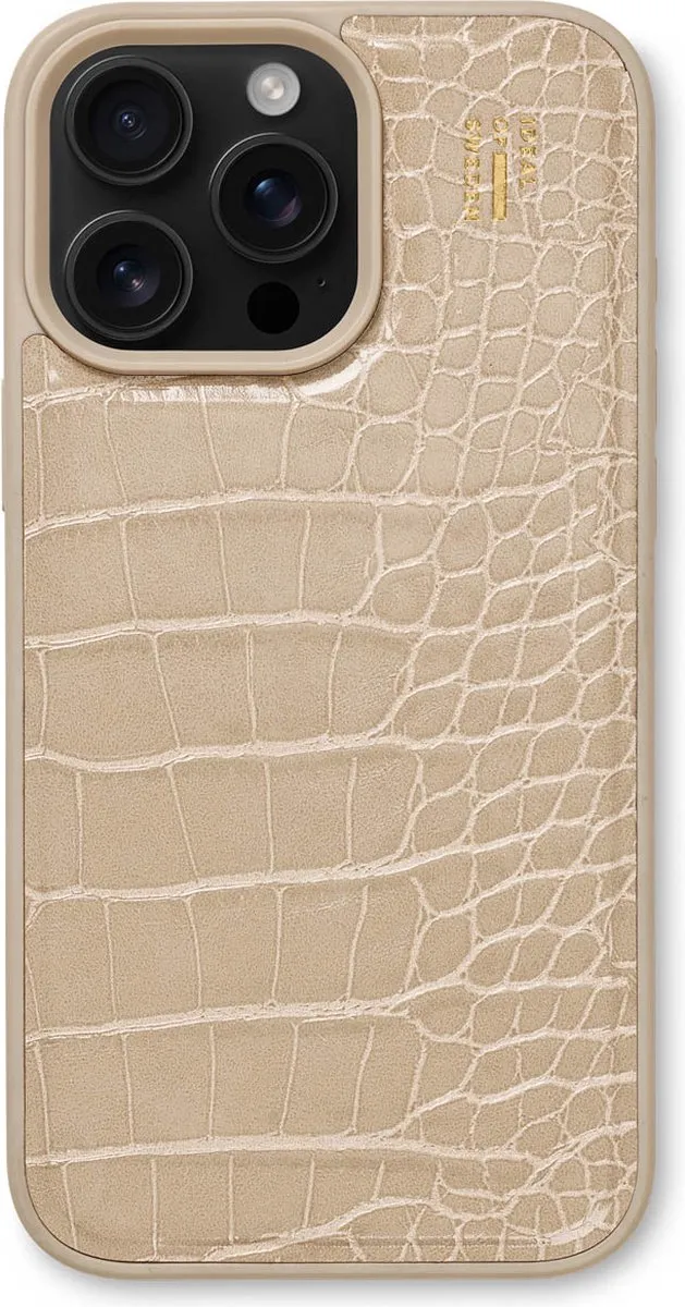 iDeal of Sweden iPhone 16 Pro Vegan Leather Backcover - Warm Beige Croco - IDVLC-I2461P-456