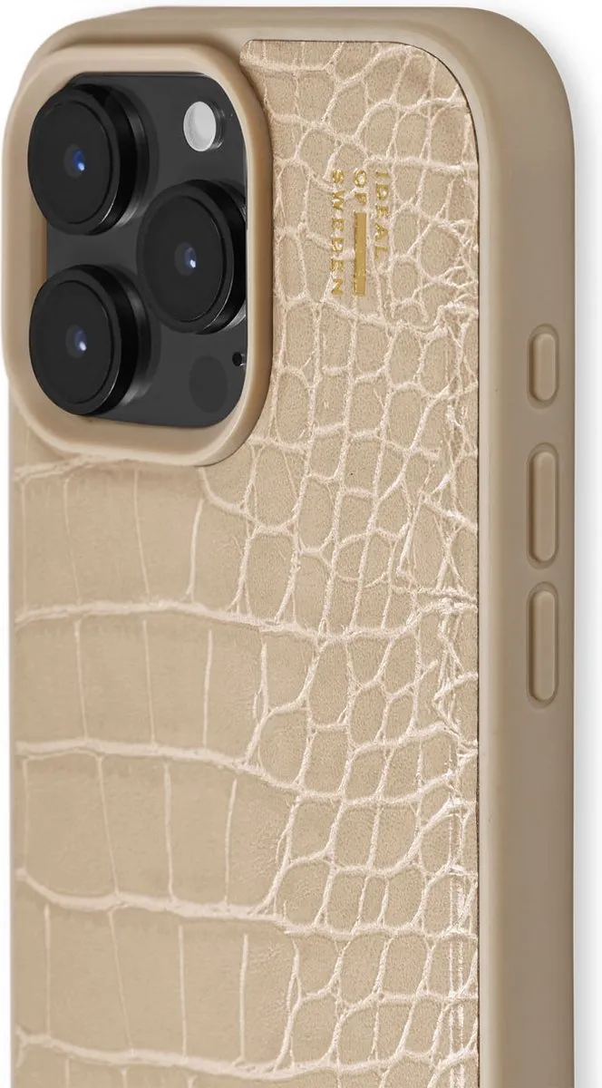 iDeal of Sweden iPhone 16 Pro Vegan Leather Backcover - Warm Beige Croco - IDVLC-I2461P-456