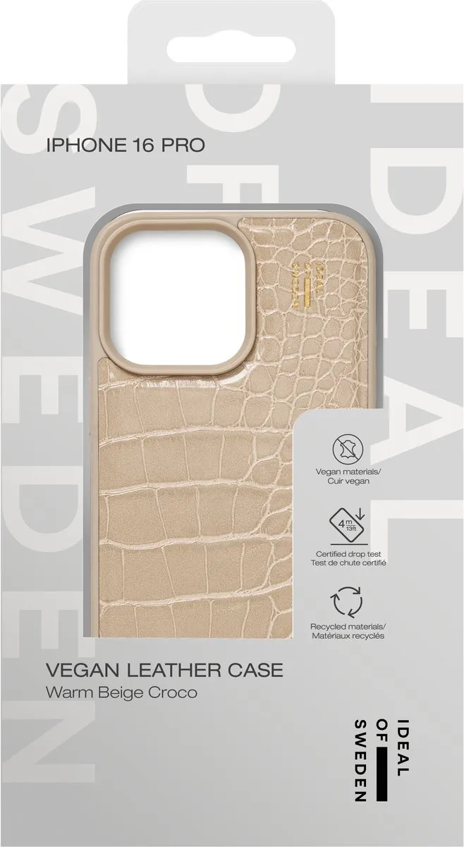iDeal of Sweden iPhone 16 Pro Vegan Leather Backcover - Warm Beige Croco - IDVLC-I2461P-456 - afbeelding 6 van 6