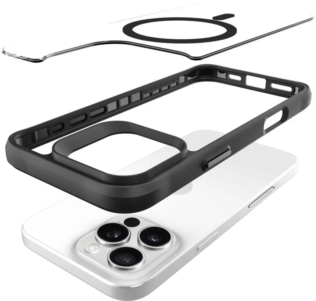 Buddi Hybrid Hoesje iPhone 16 Pro Max - MagSafe - Transparant Zwart