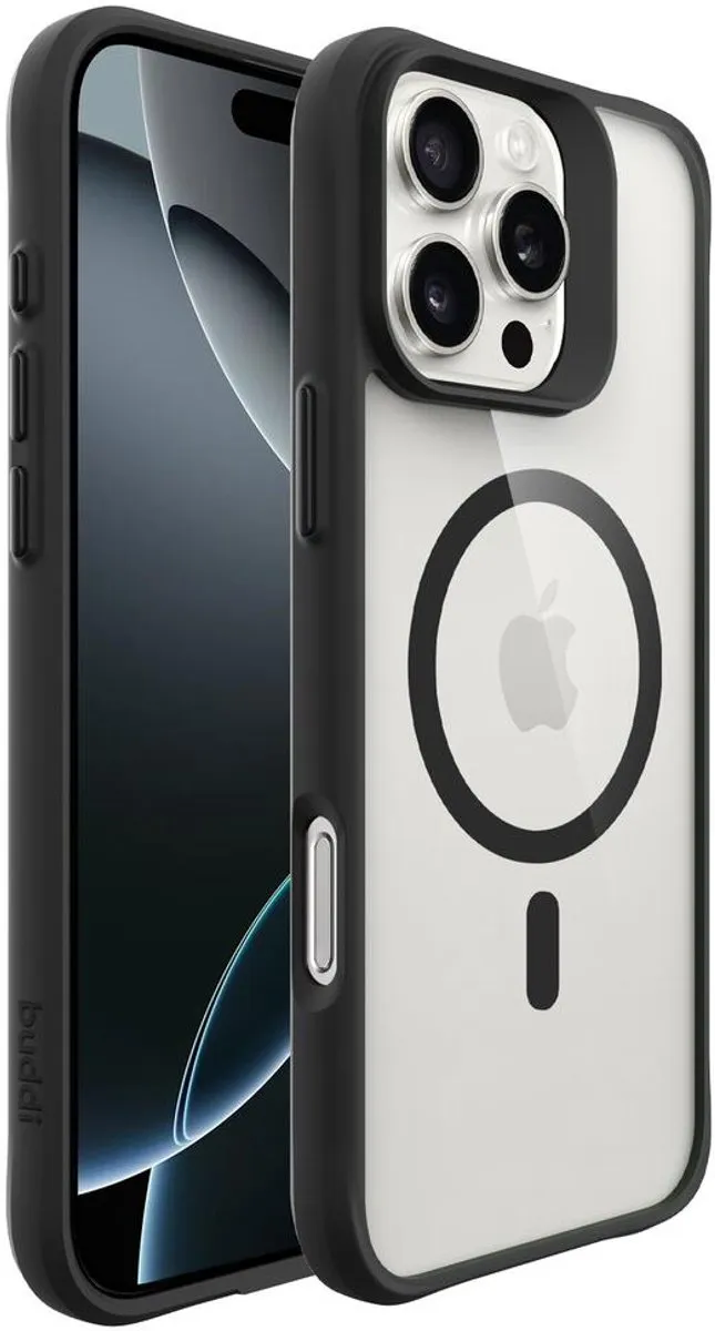 Buddi Hybrid Hoesje iPhone 16 Pro Max - MagSafe - Transparant Zwart