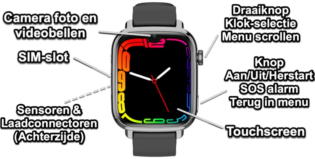 GPSHorlogeKids Flux GPS Horloge - 42mm - 600mAh - Zwart