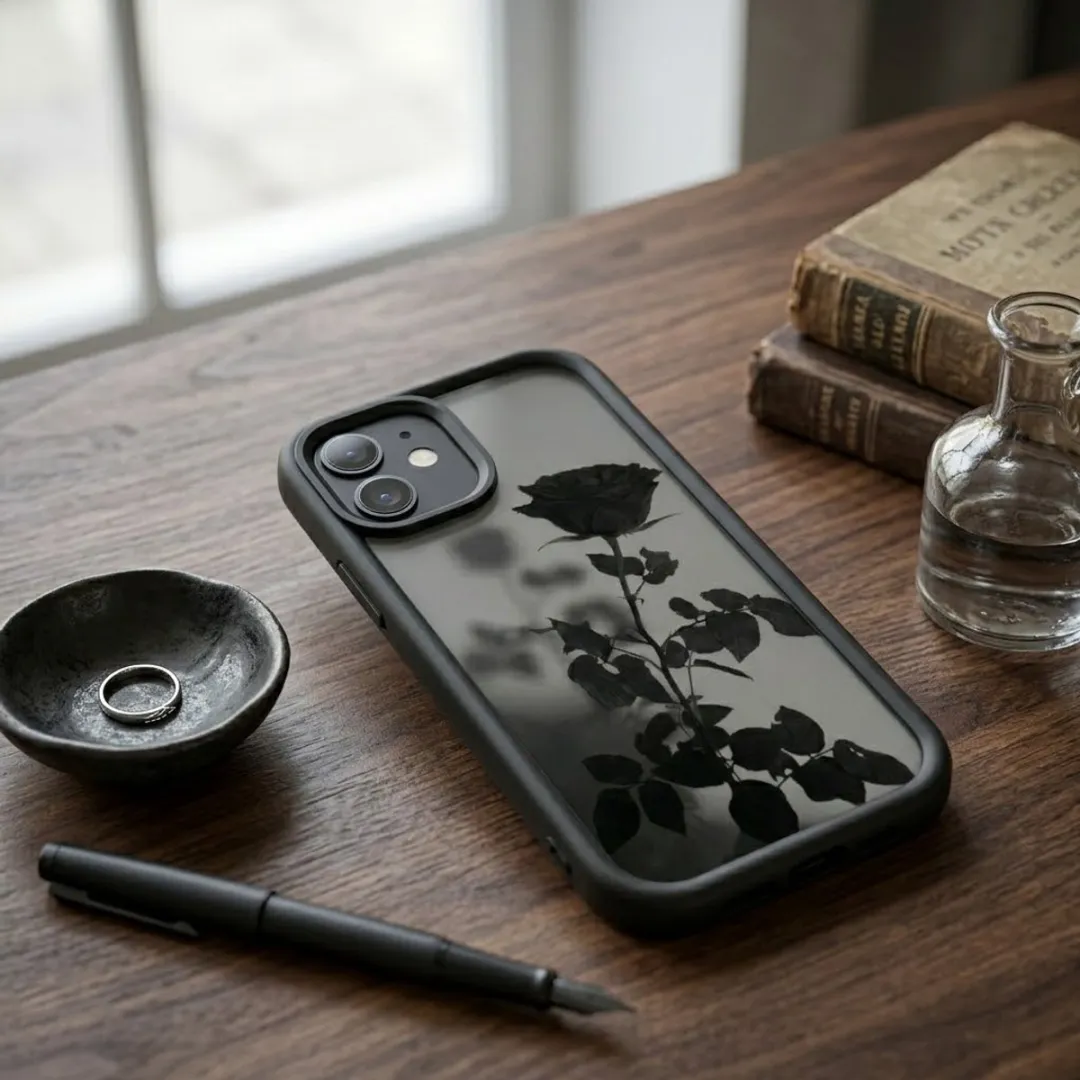 NUVEX iPhone 11 Hoesje - Zwart/Transparant - Roosprint