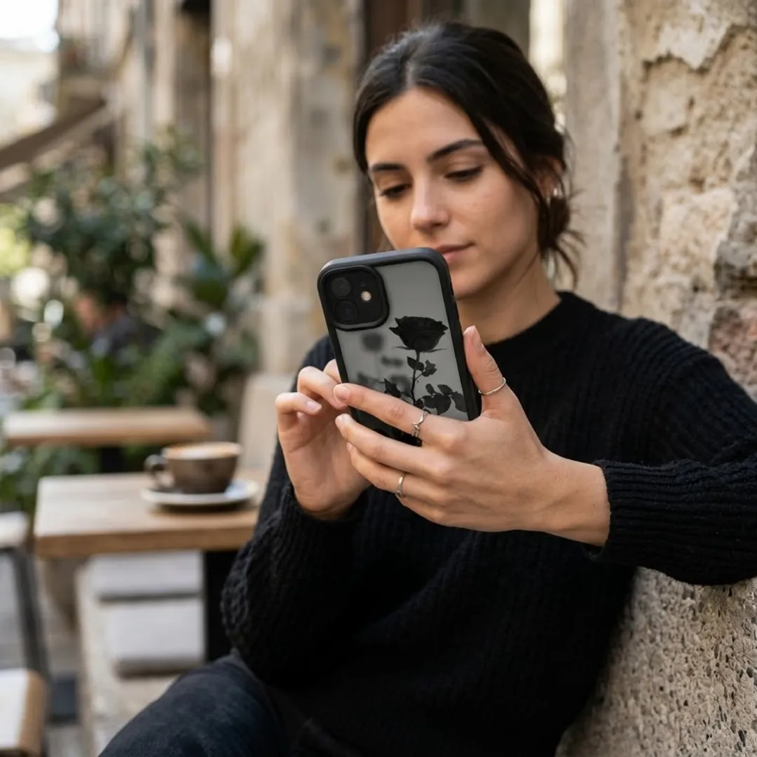 NUVEX iPhone 11 Hoesje - Zwart/Transparant - Roosprint