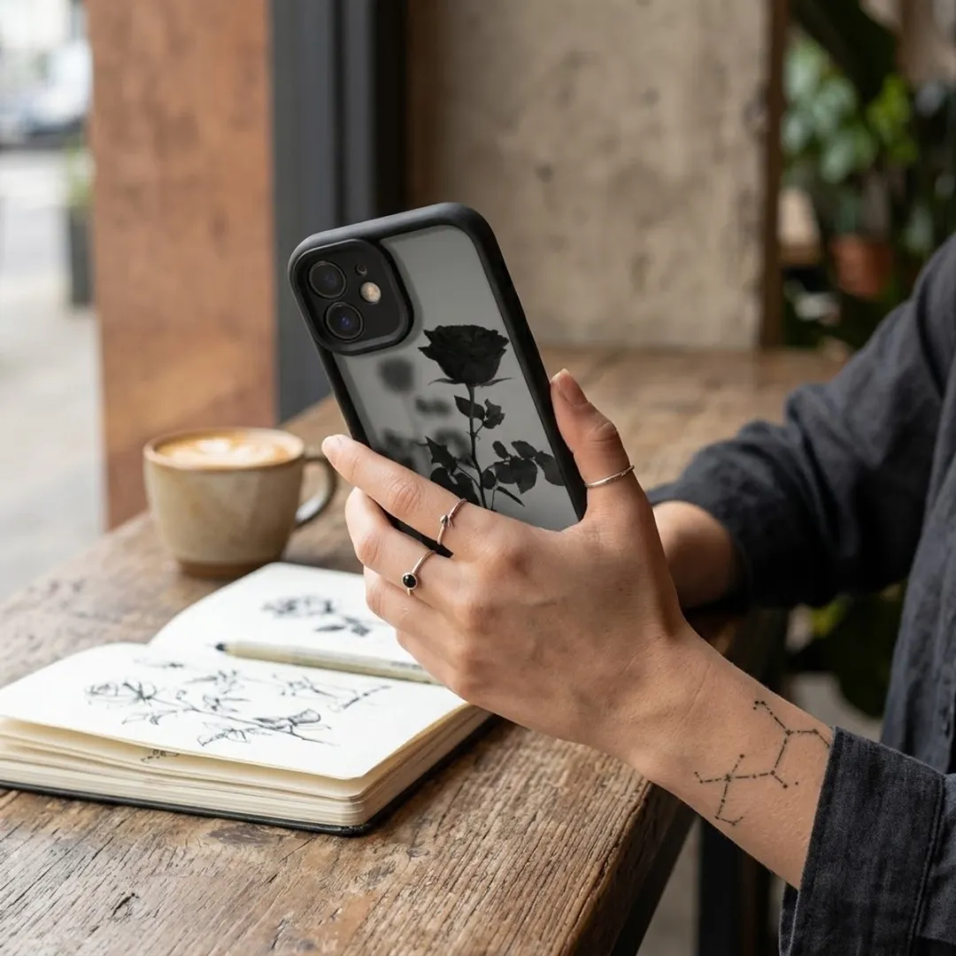 NUVEX iPhone 11 Hoesje - Zwart/Transparant - Roosprint