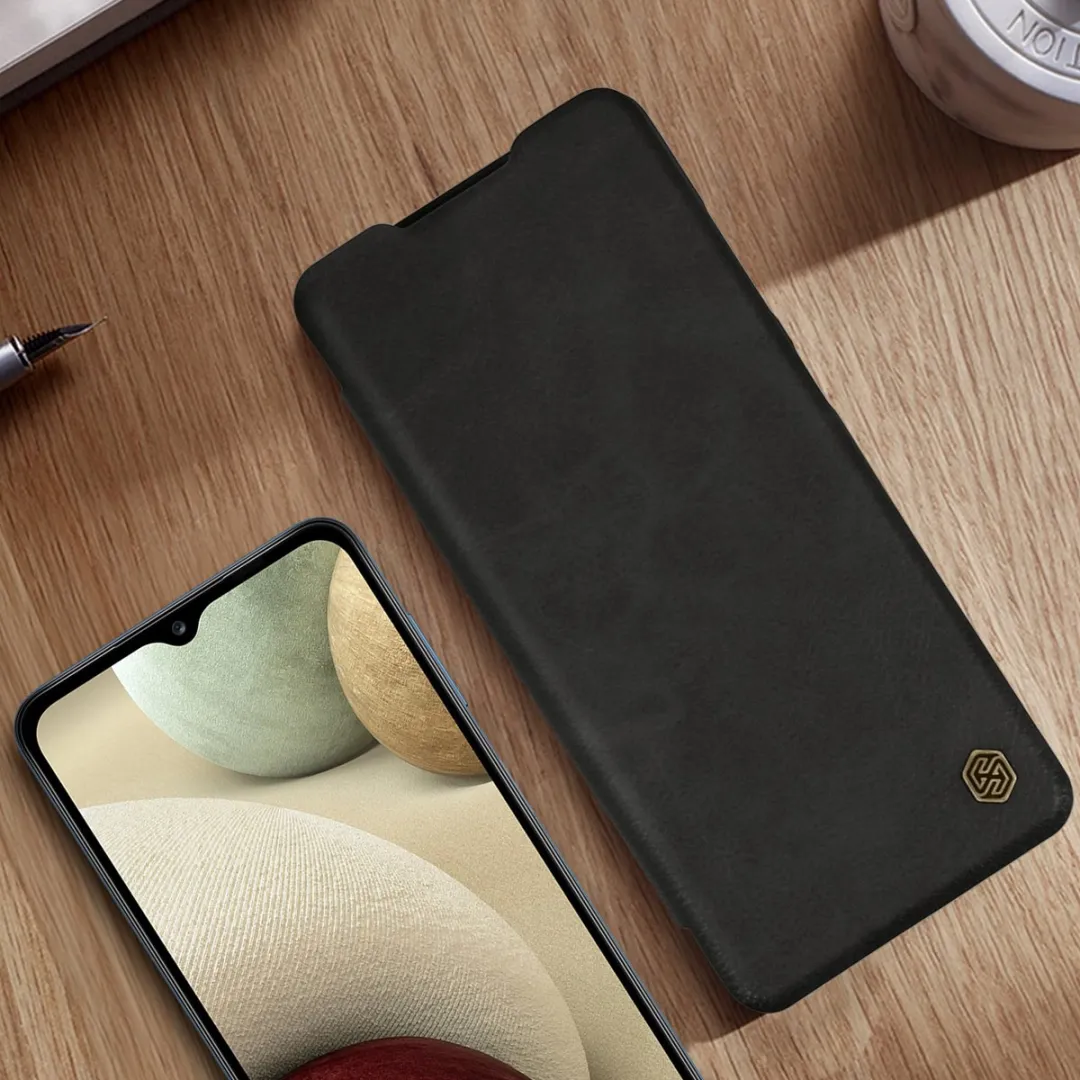 Nillkin Qin Hoesje QIN44 Samsung Galaxy A12 - Kunstleer Zwart - afbeelding 3 van 6