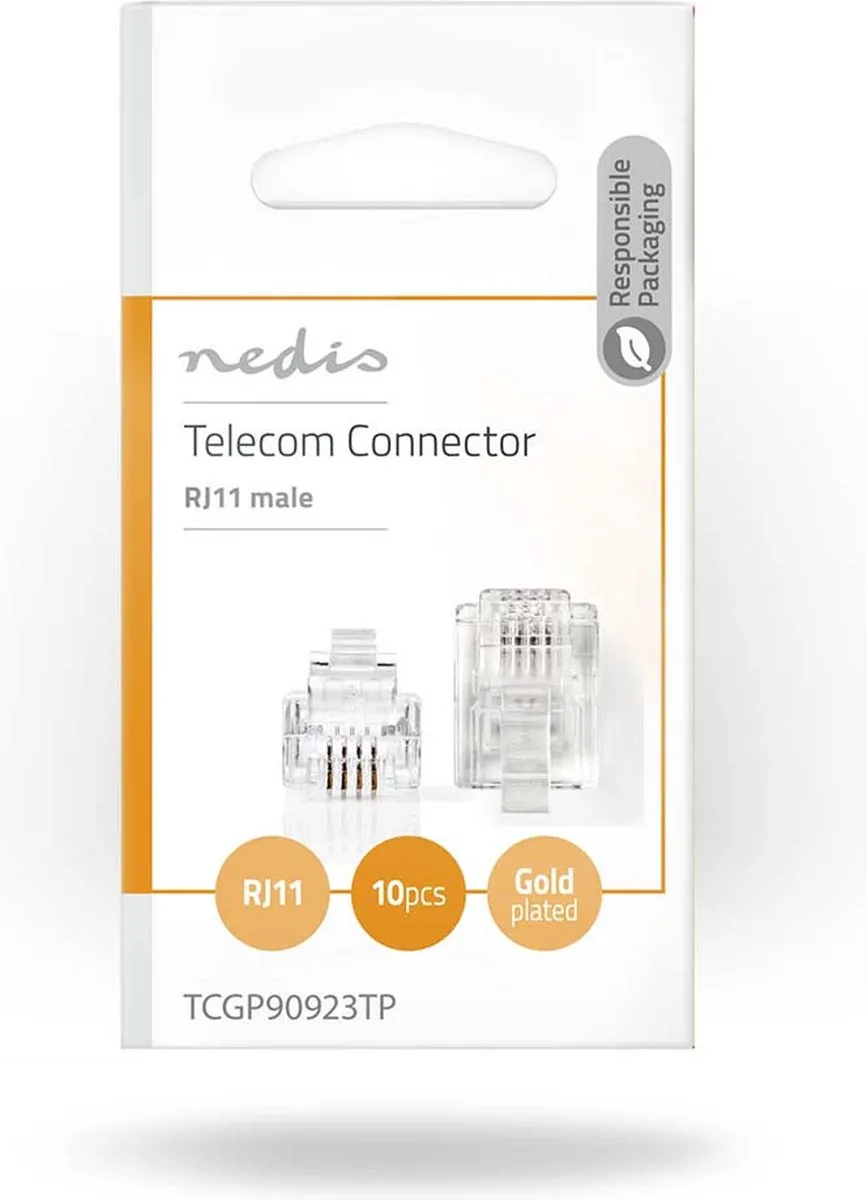 Nedis CTGB90923TP Telecom-Connector RJ11 - 10 Stuks - Goud Verguld