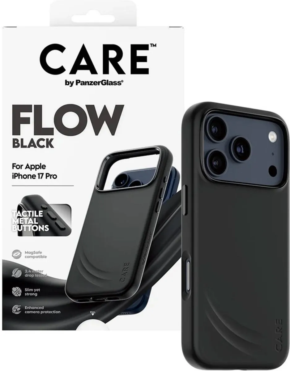 PanzerGlass Case Onderhoud Flow iPhone 17 Pro - Zwart - MPN 5715685027253